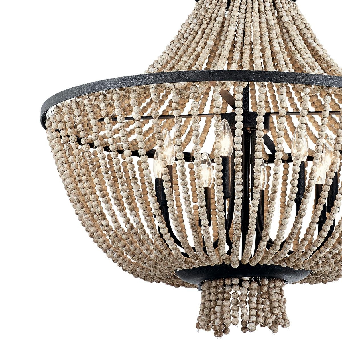 Close up view of the Brisbane 31.75" Chandelier Black on a white background