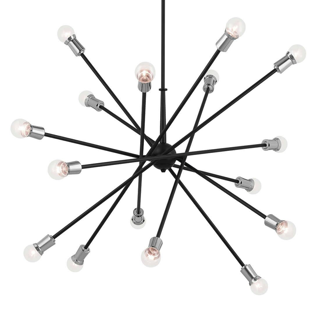 The Armstrong 63" 16 Light Chandelier in Black on a white background