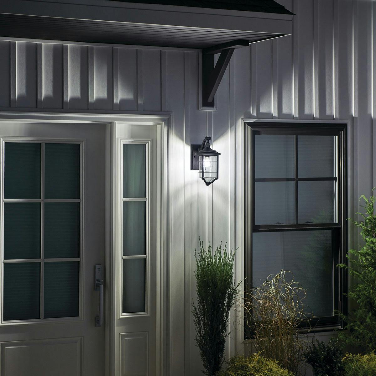 Night time Exterior image featuring Royal Marine outdoor wall light 49126DBK