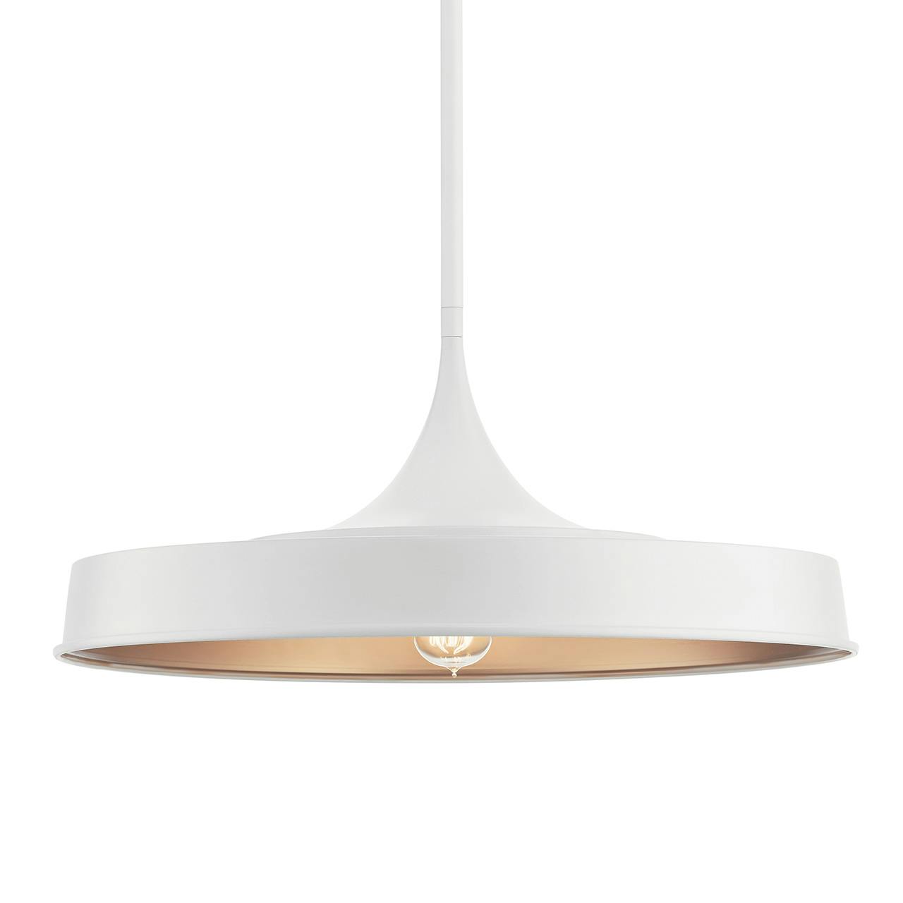 Elias 9.75" Convertible Pendant White without the canopy on a white background