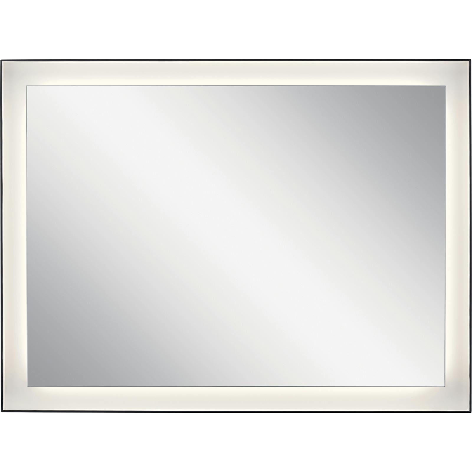 Front view of the Ryame™ 24" Lighted Mirror Black on a white background