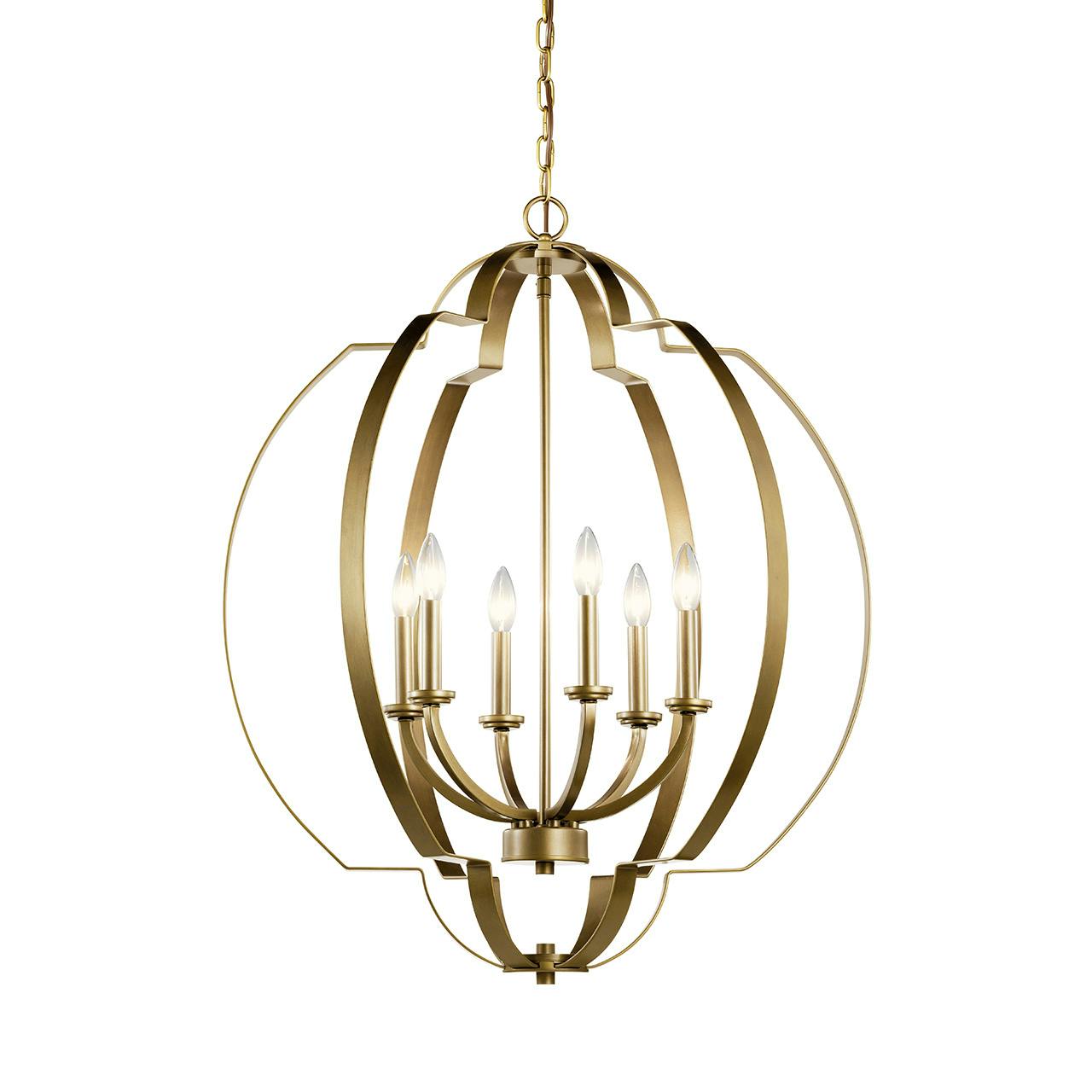 Voleta 6 Light Foyer Chandelier Brass without the canopy on a white background