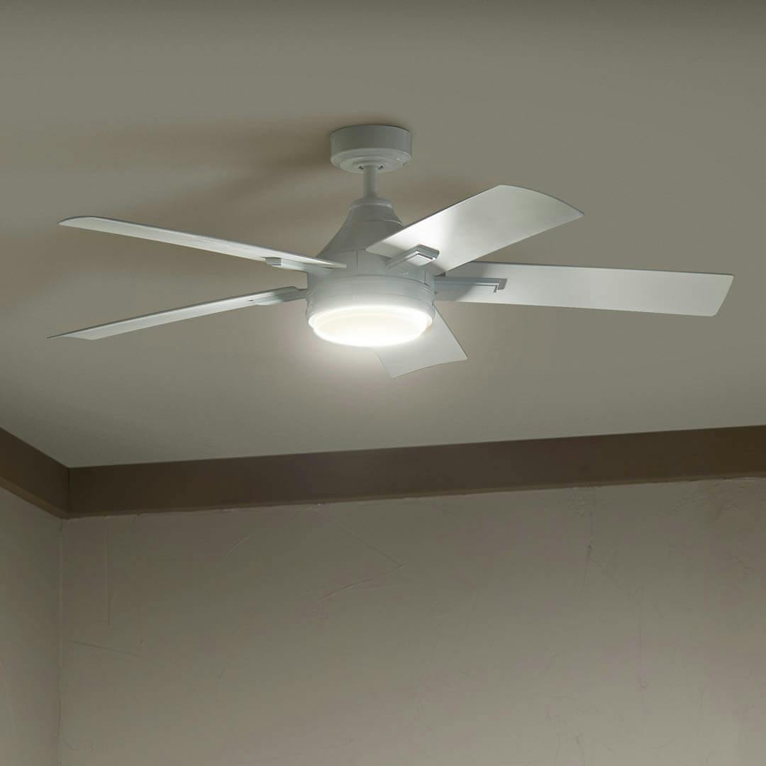 Night time interior with 52" Tide 5 Blade LED Outdoor Ceiling Fan White