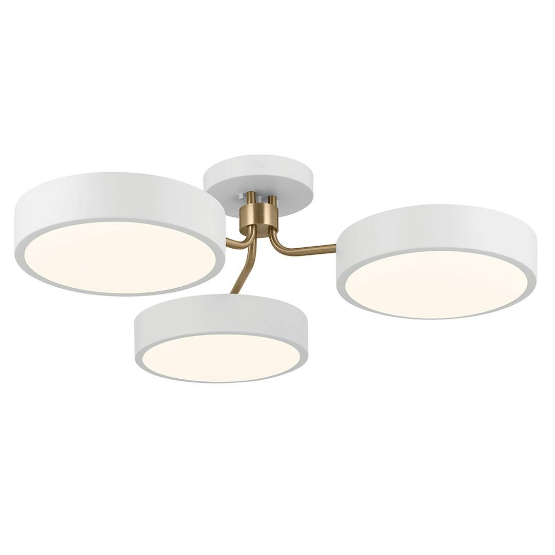 Sago 40 Inch 3 Light Semi Flush with Clear Acrylic with Inside Satin Etch in White and Champagne Bronze on a white background