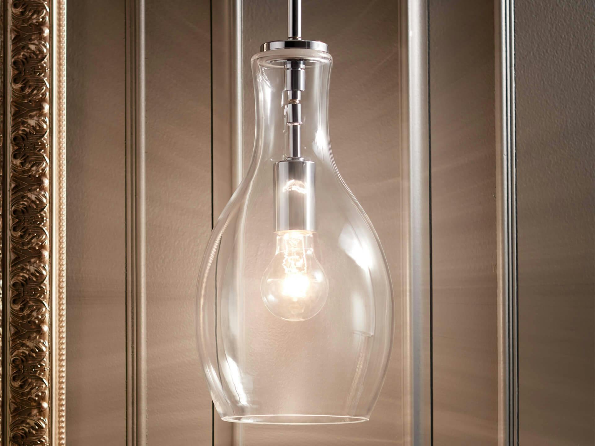 Example of a glass pendant lamp with clean glass