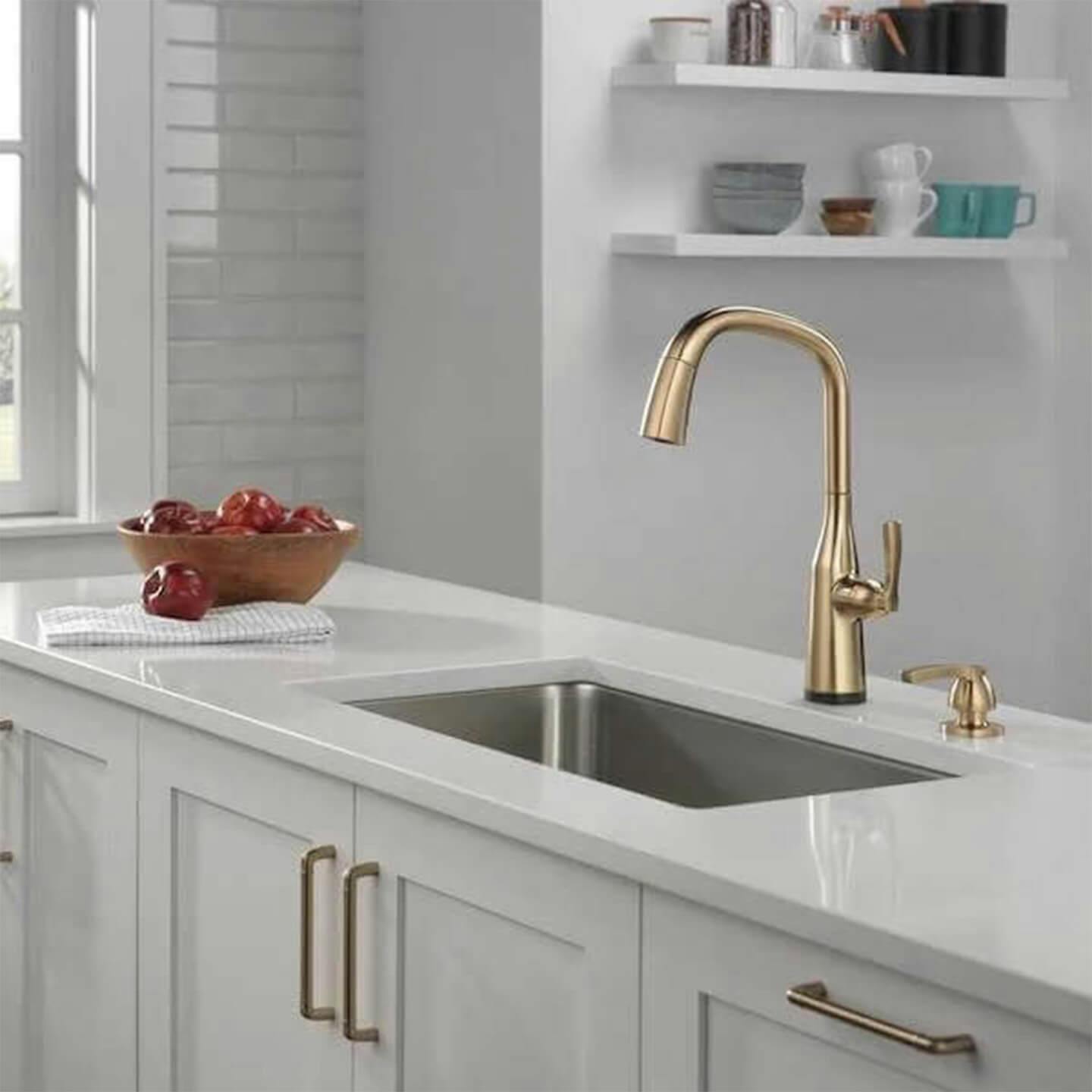 Industrial Bronze faucet in kitchen  