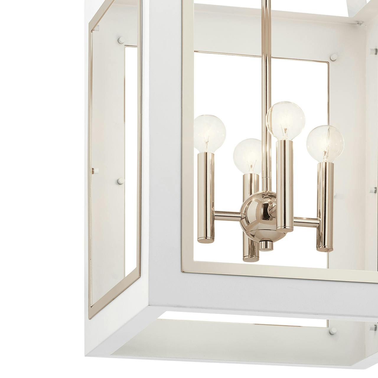Close up view of the Vath™ 16" 4 Light Foyer Pendant White on a white background