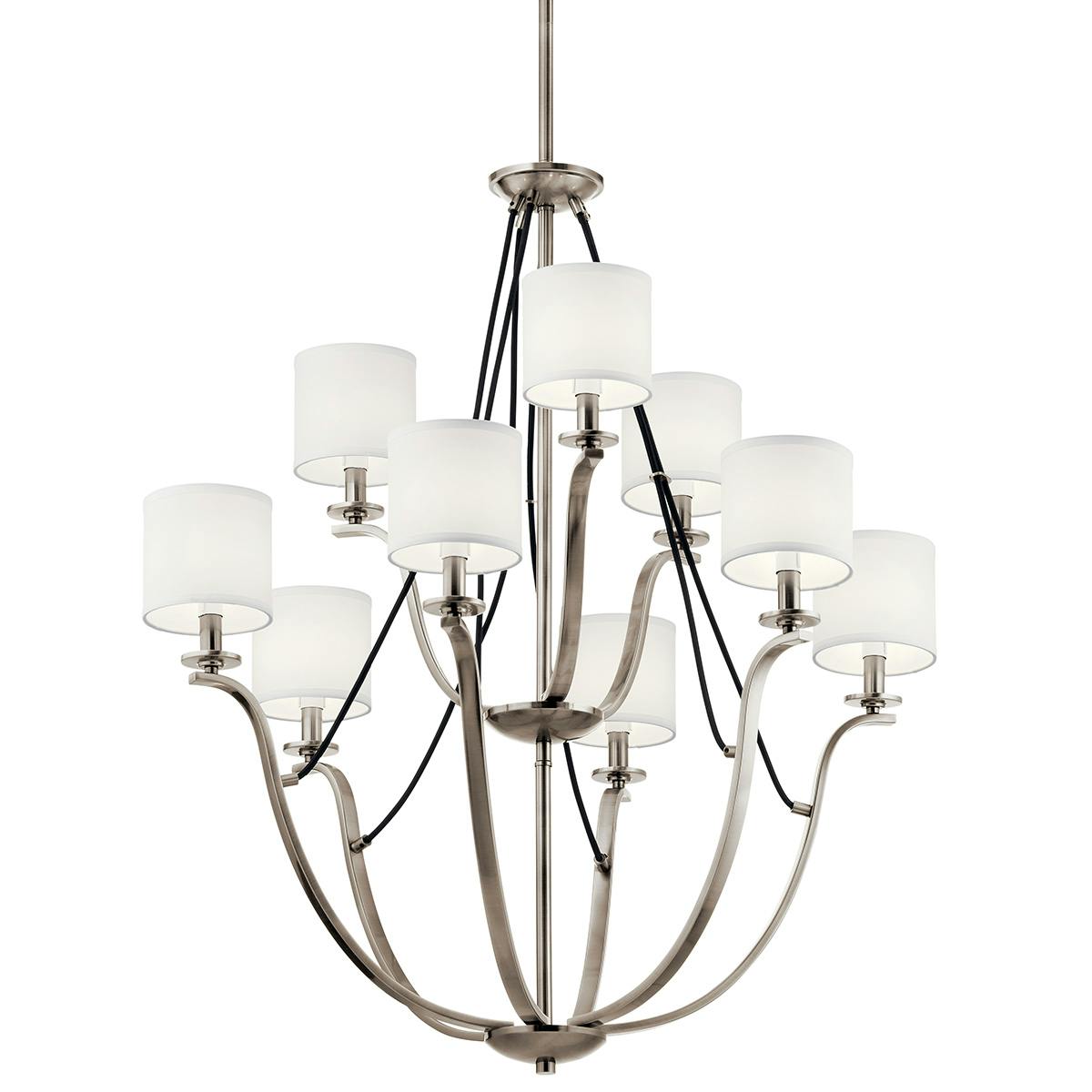 Close up view of the Thisbe 9 Light Chandelier Classic Pewter on a white background