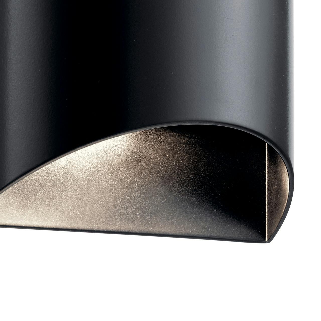 Close up view of the Wesley 2 Light LED Wall Light Black on a white background