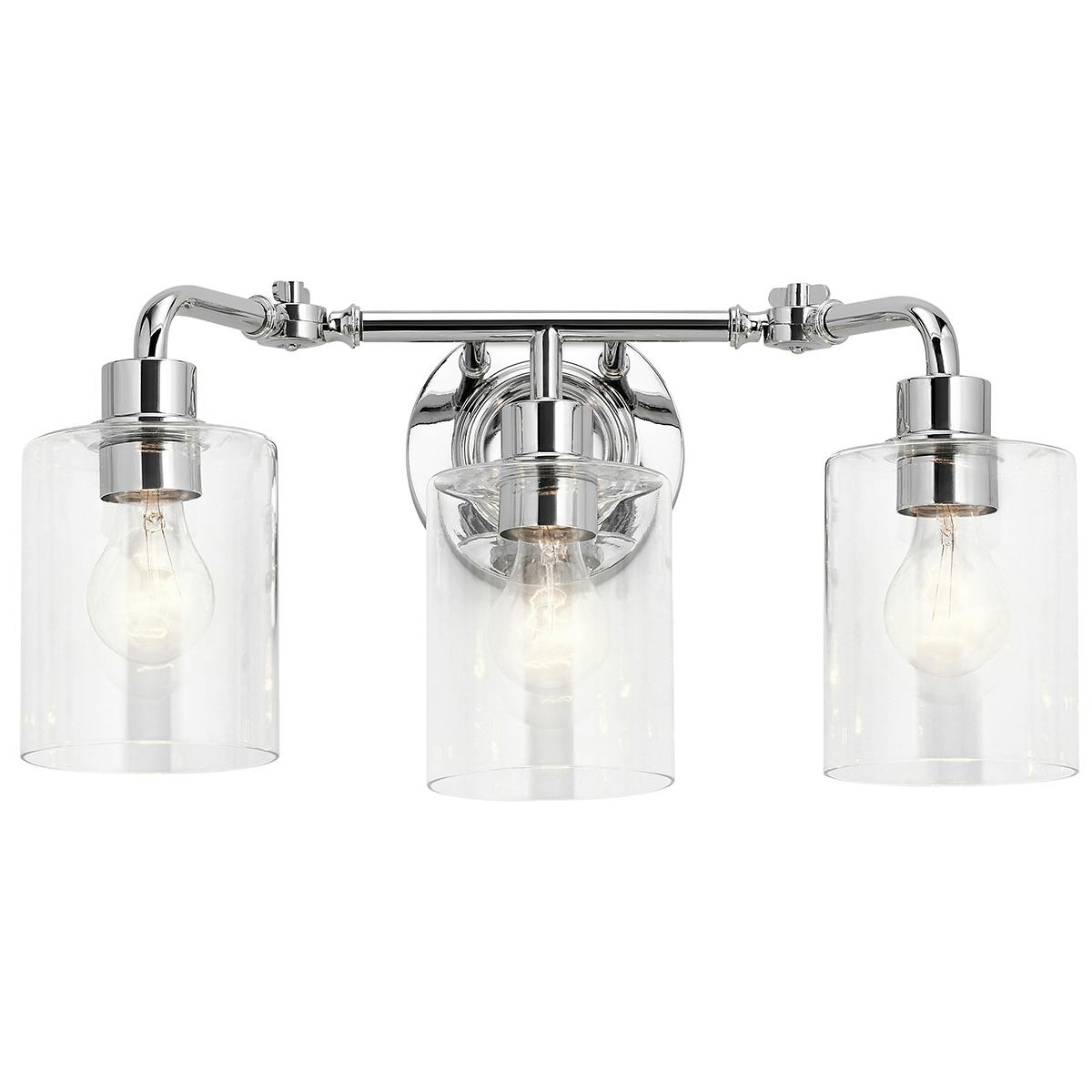 Front view of the Gunnison™ 24" 3 Light Vanity Light Chrome on a white background