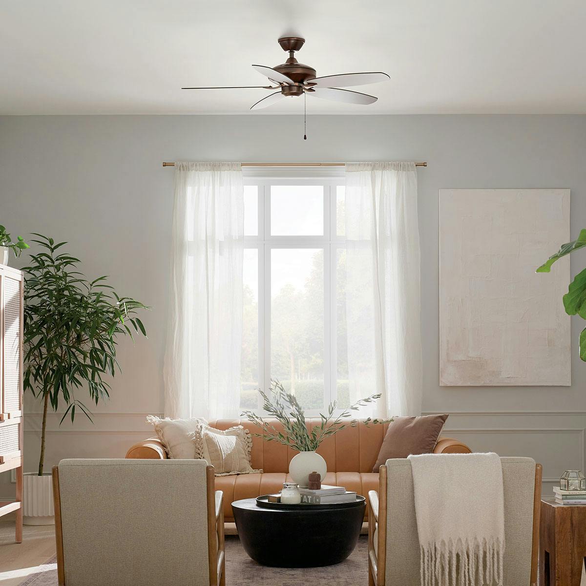 Day time living room featuring Renew ceiling fan 330160OBB