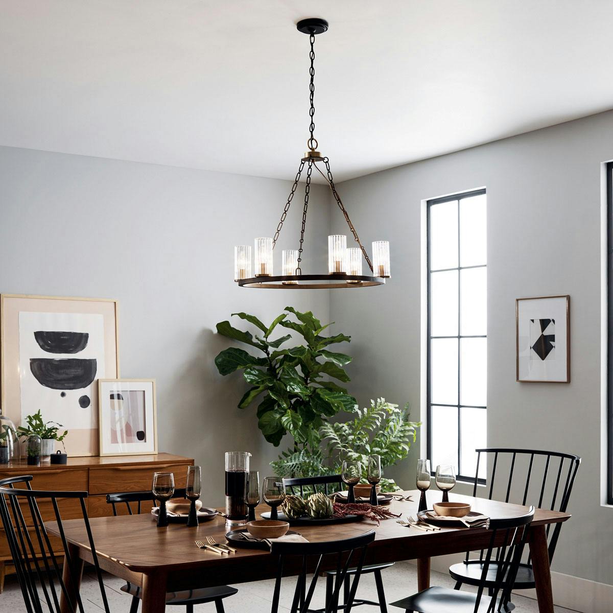 Day time dining room image featuring Mathias chandelier 52107OZ