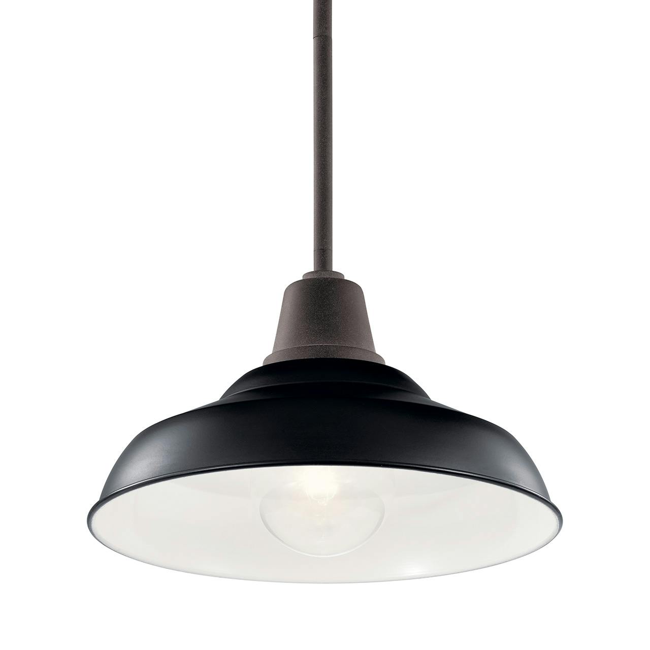 Pier 12" Convertible Pendant Black without the canopy on a white background