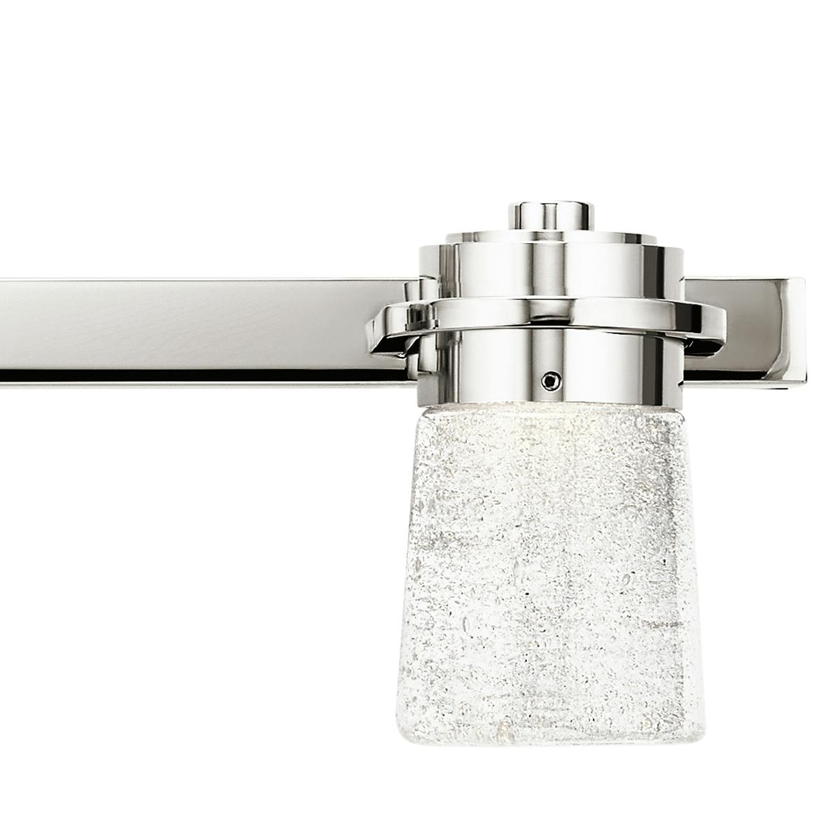 Close up view of the Vada 3000K 3 Light Vanity Light Nickel on a white background