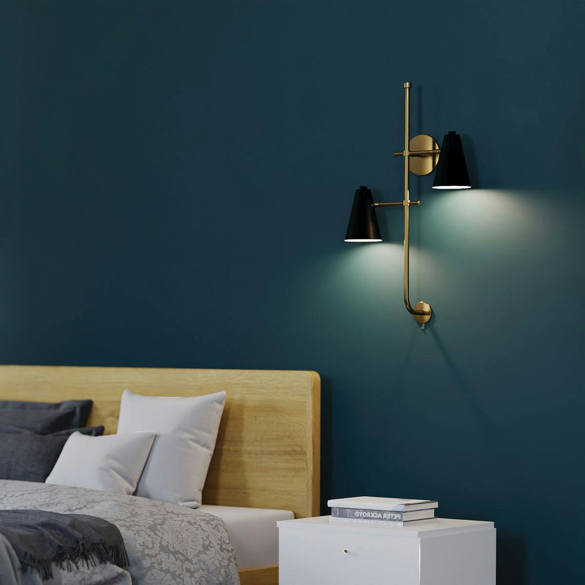 Day time bedroom image featuring Sylvia wall sconce 52174BK