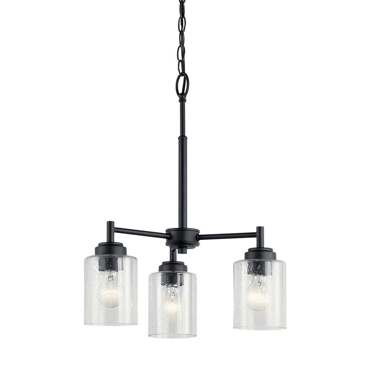 Winslow™ 3 Light Mini Chandelier Black without the canopy on a white background
