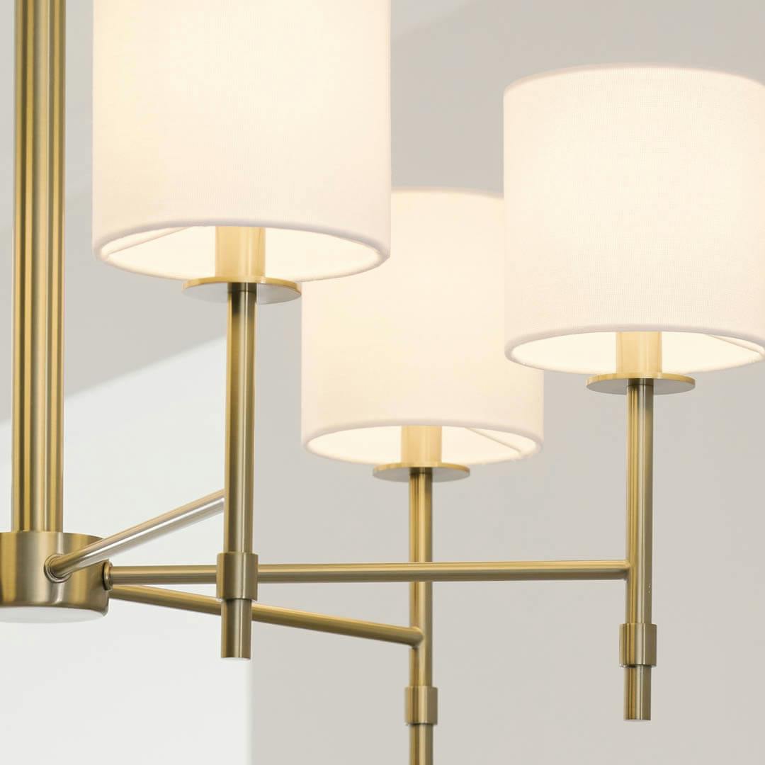 Day time bedroom with Ali 28" 6 Light Chandelier Brushed Natural Brass