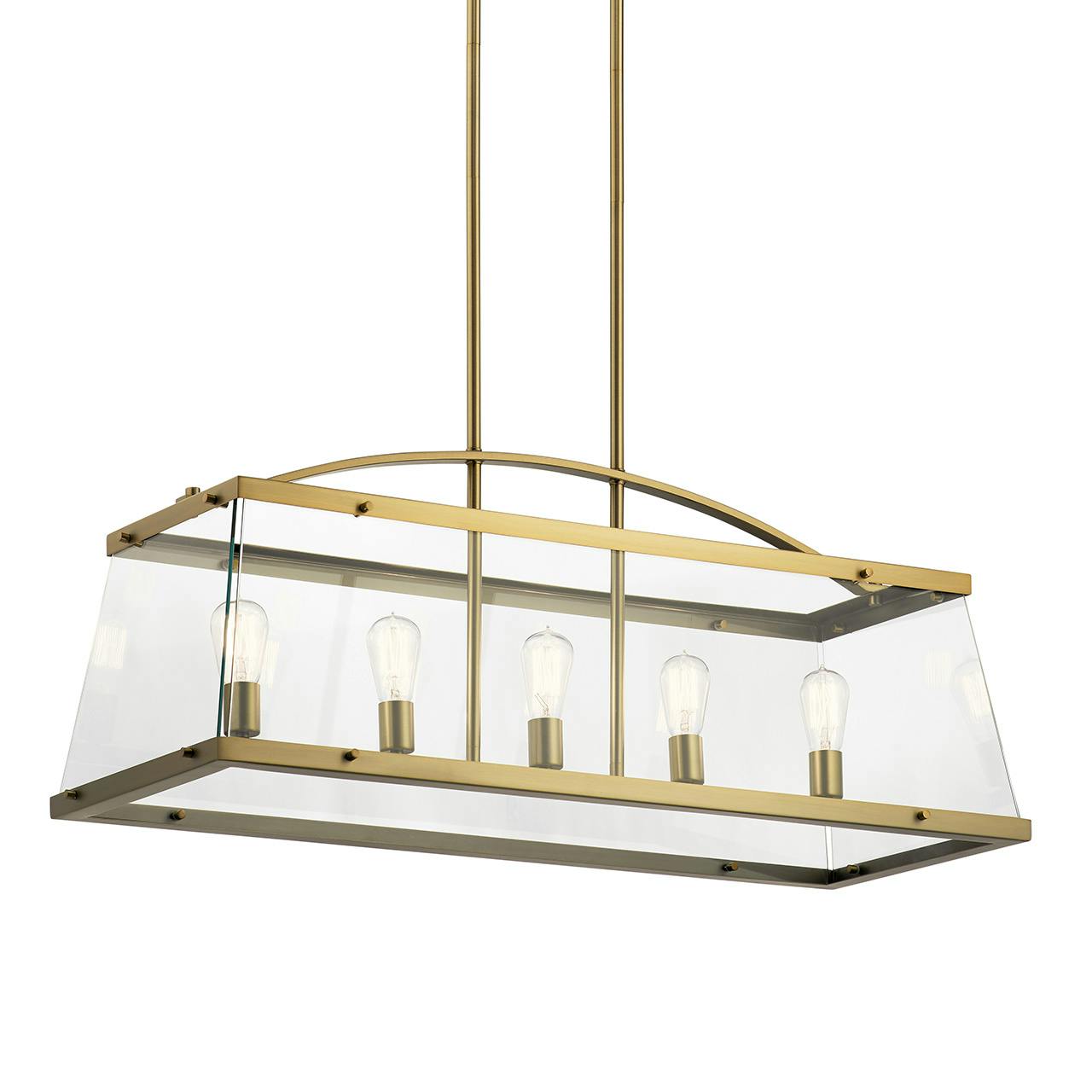 Darton™ 40.75" Linear Chandelier Brass without the canopy on a white background