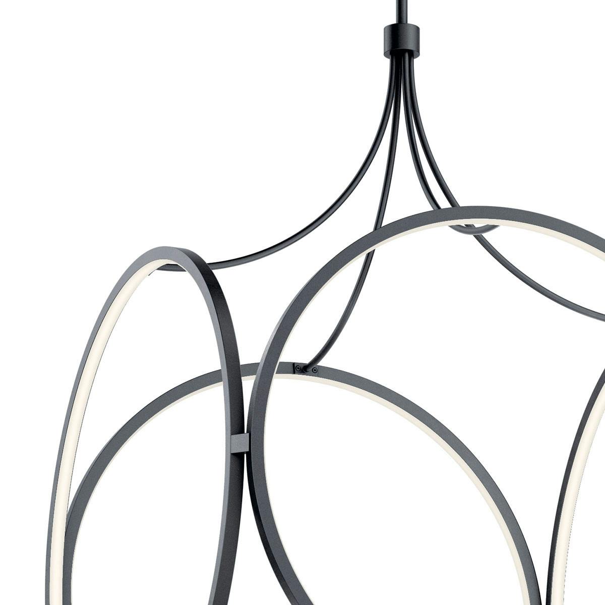 Close up view of the Ciri 34.75" Large LED Pendant Matte Black on a white background