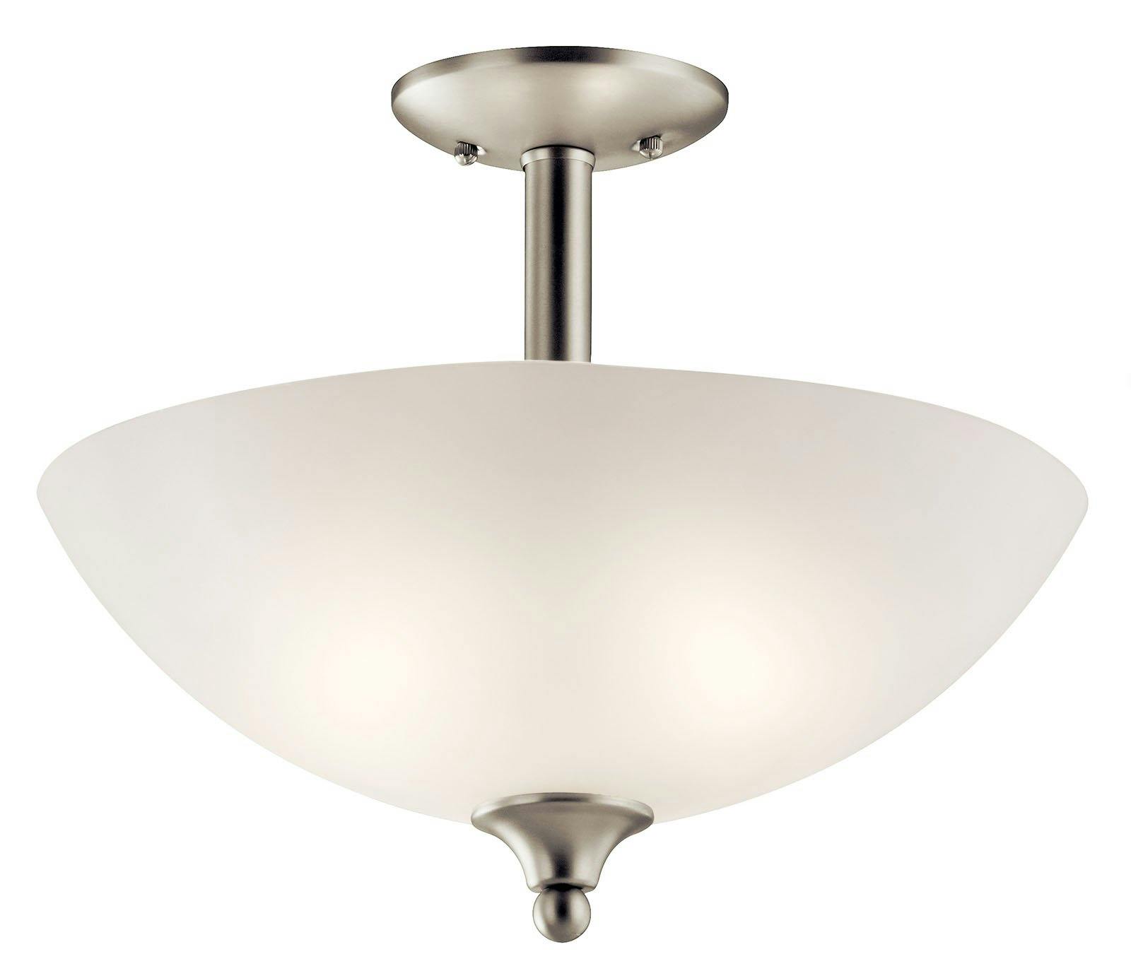 Jolie 15" Convertible Pendant Nickel shown as a semi-flush on a white background
