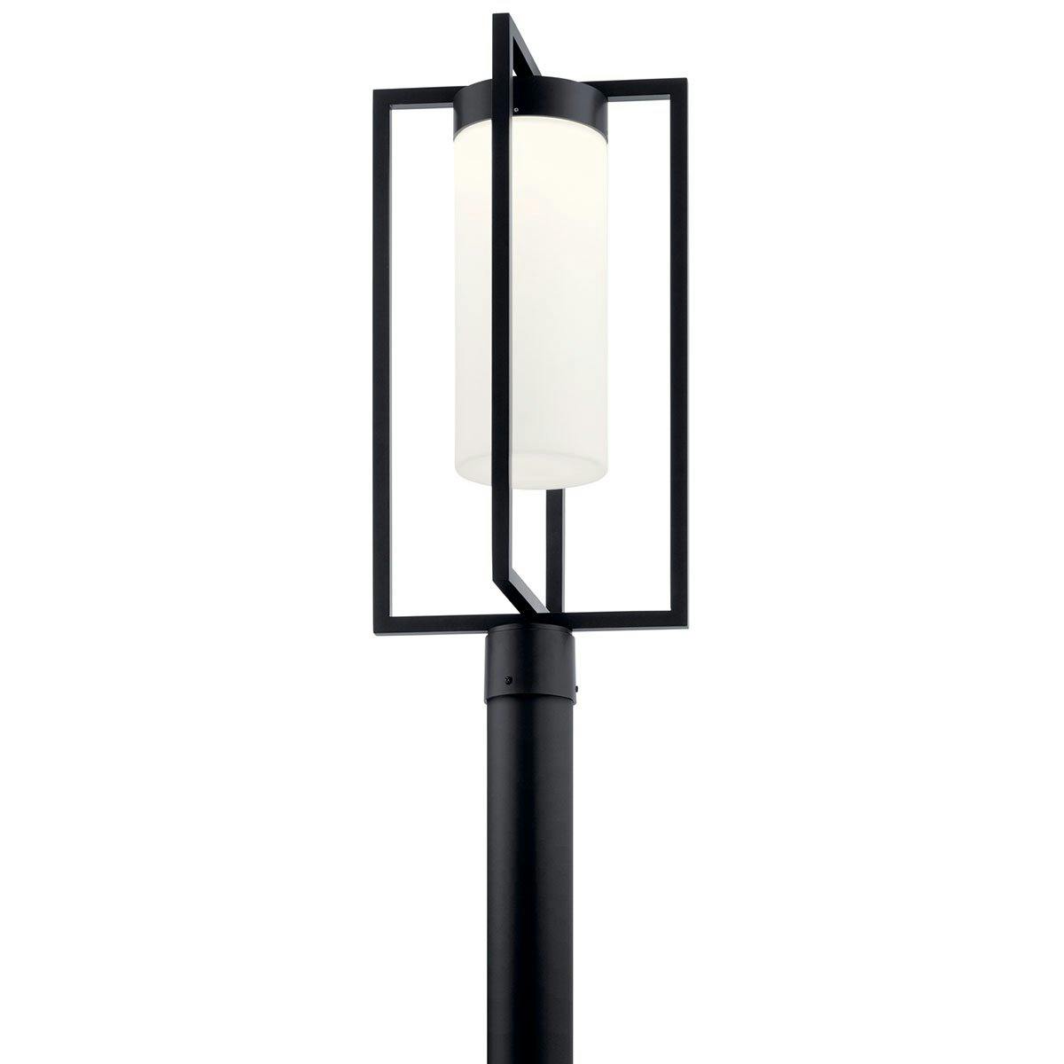 Drega 24" 1 LED Post Light Glass Black on a white background
