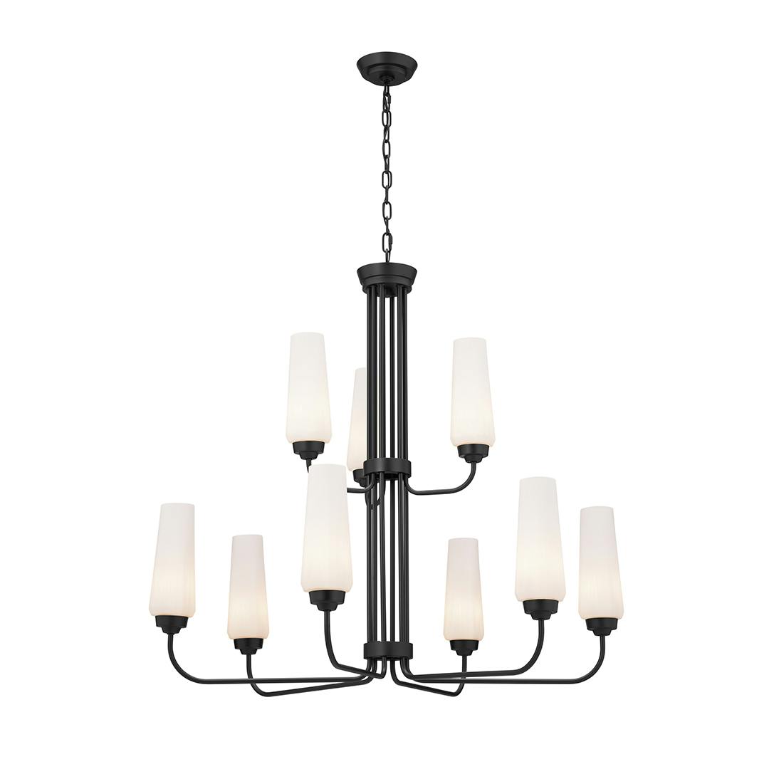 Truby 9 Light 2 Tier Chandelier Black on a white background