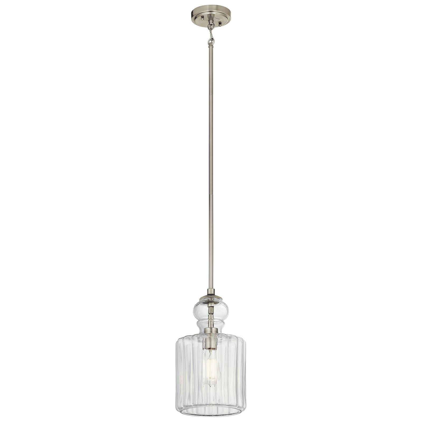 Riviera 13.75" 1 Light Pendant in Nickel on a white background