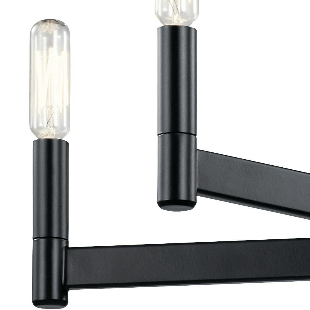 Close up view of the Erzo™ 6 Light Chandelier in Black on a white background