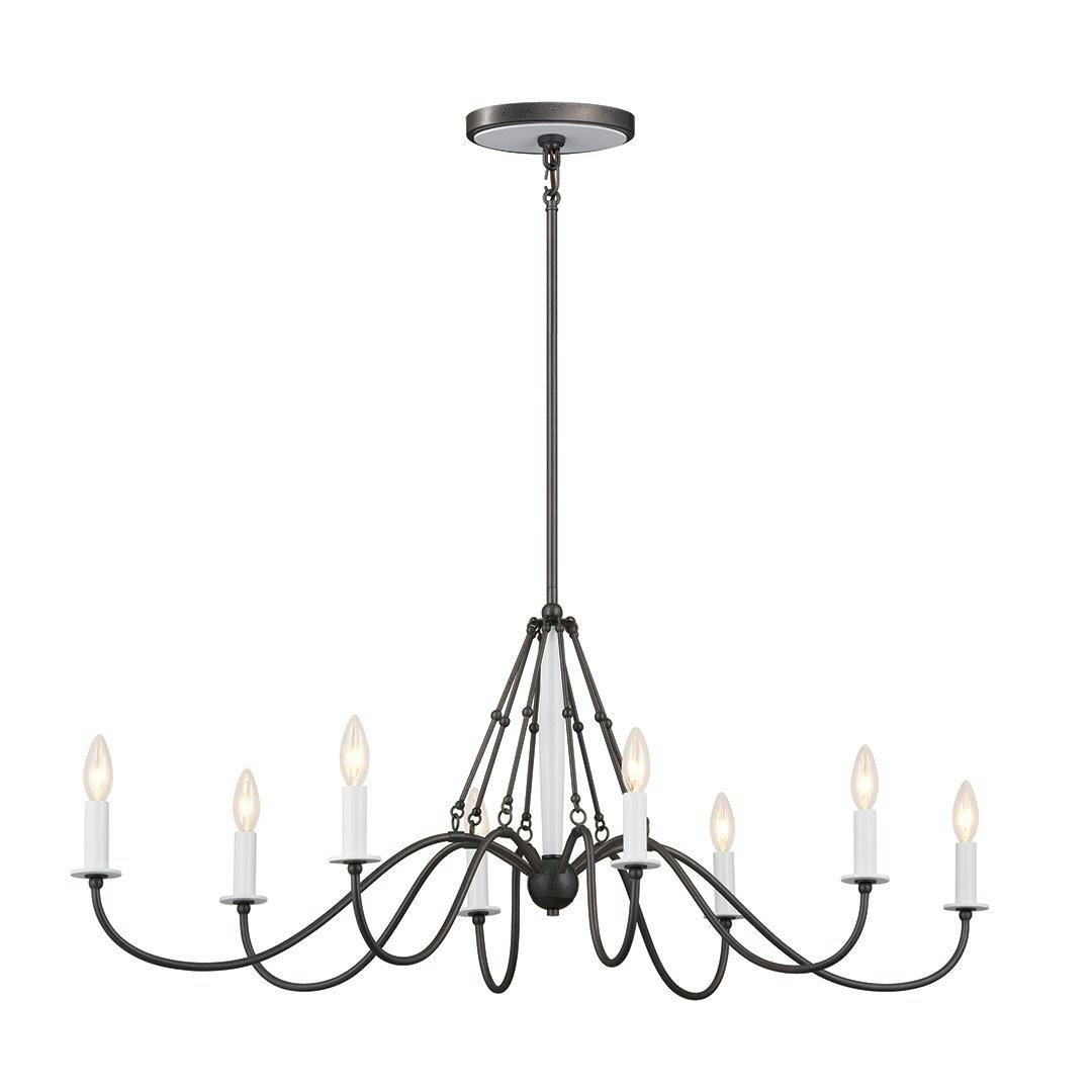 Freesia 8 Light Chandelier Anvil Iron with White Accents on a white background