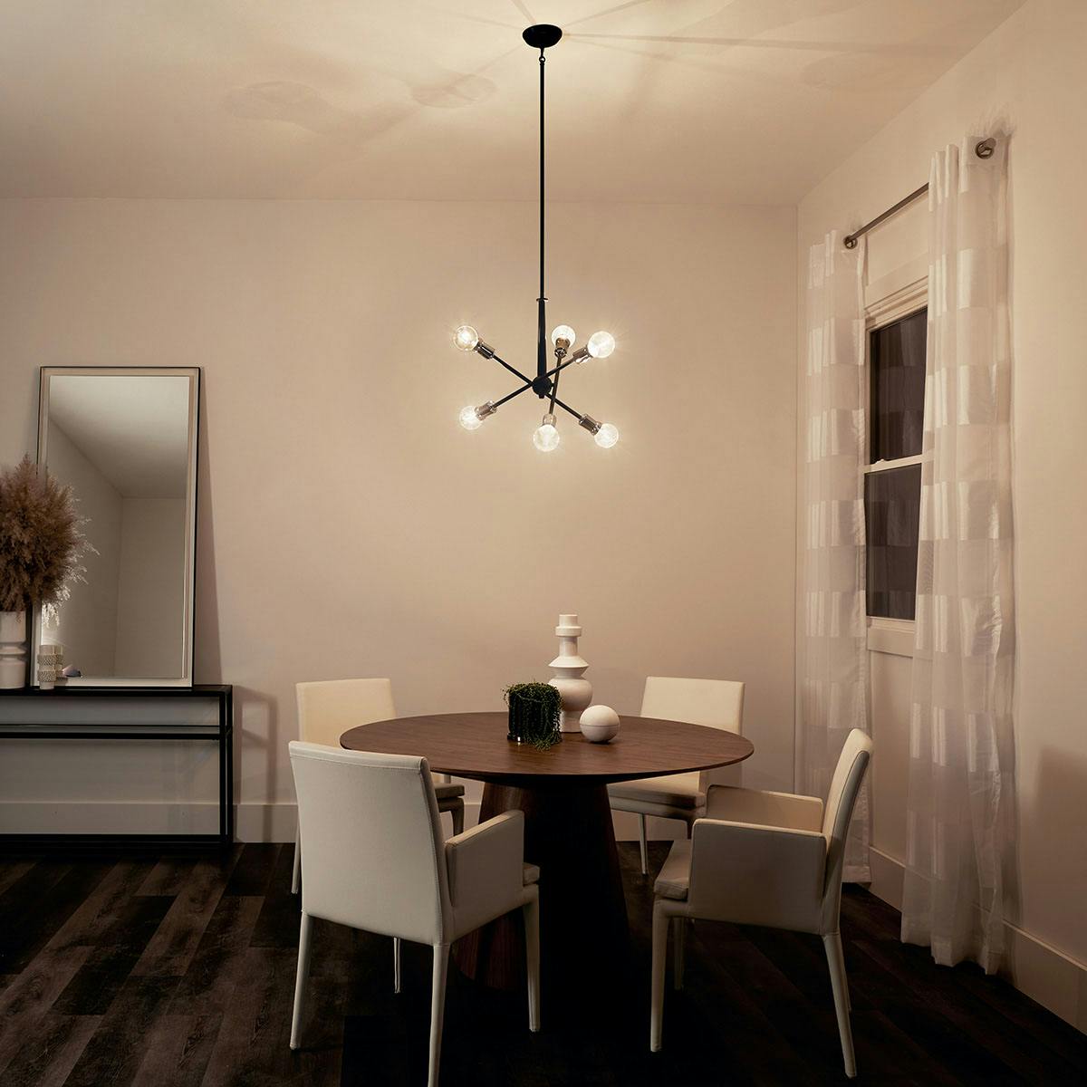 Night time dining room image featuring Armstrong chandelier 43095BK