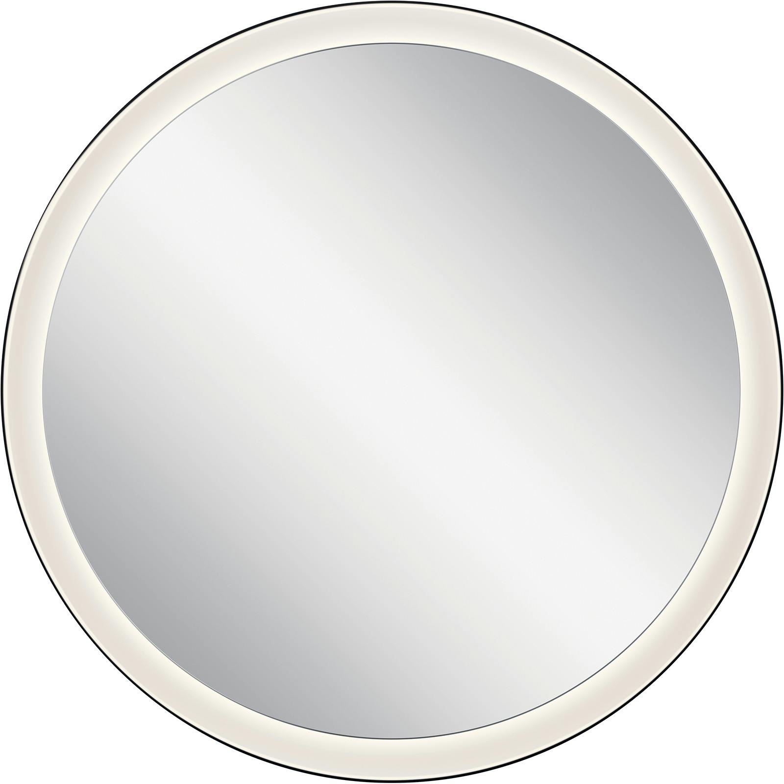 Front view of the Ryame™ Round Lighted Mirror Black on a white background