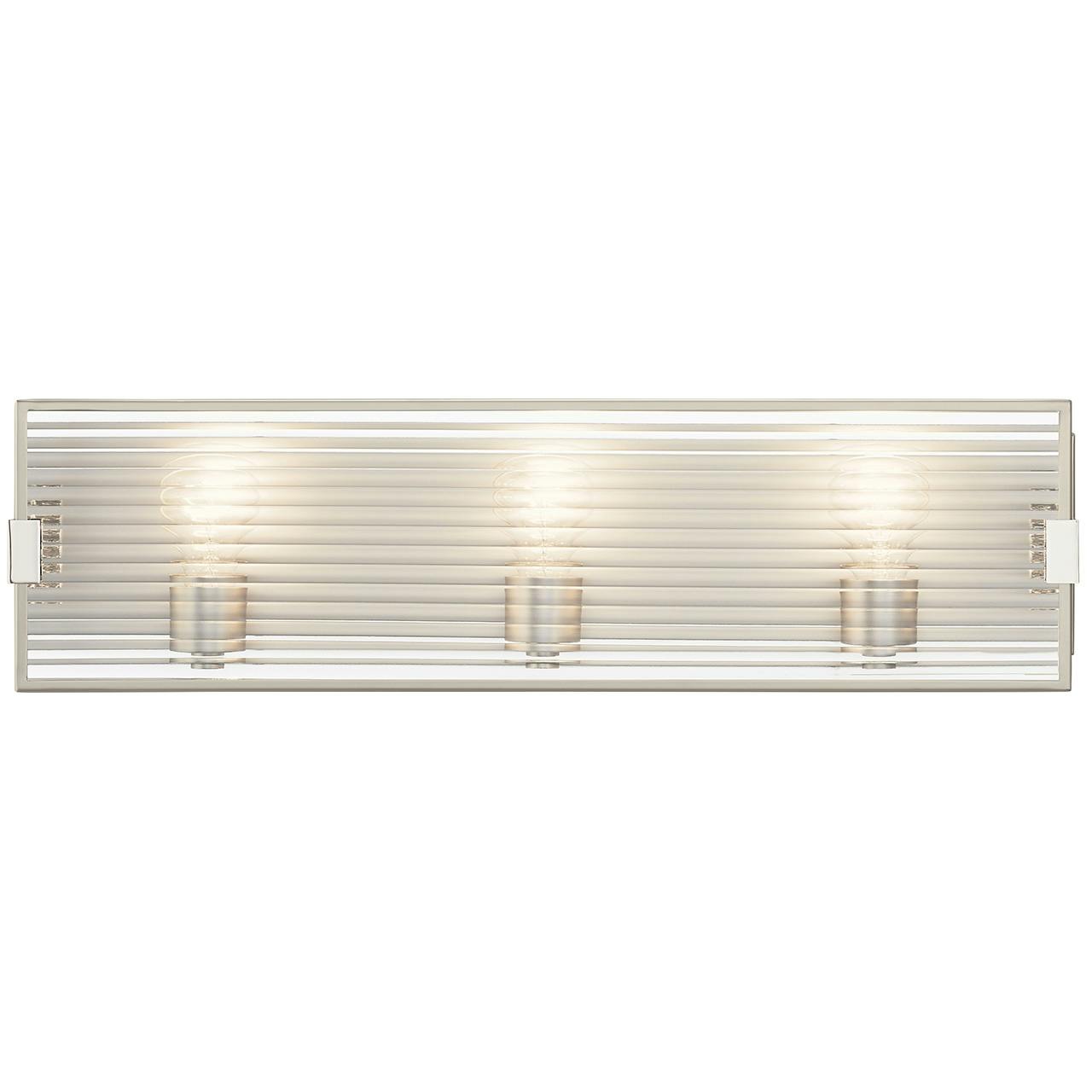 Front view of the Logan 25" Linear Vanity Light Nickel on a white background