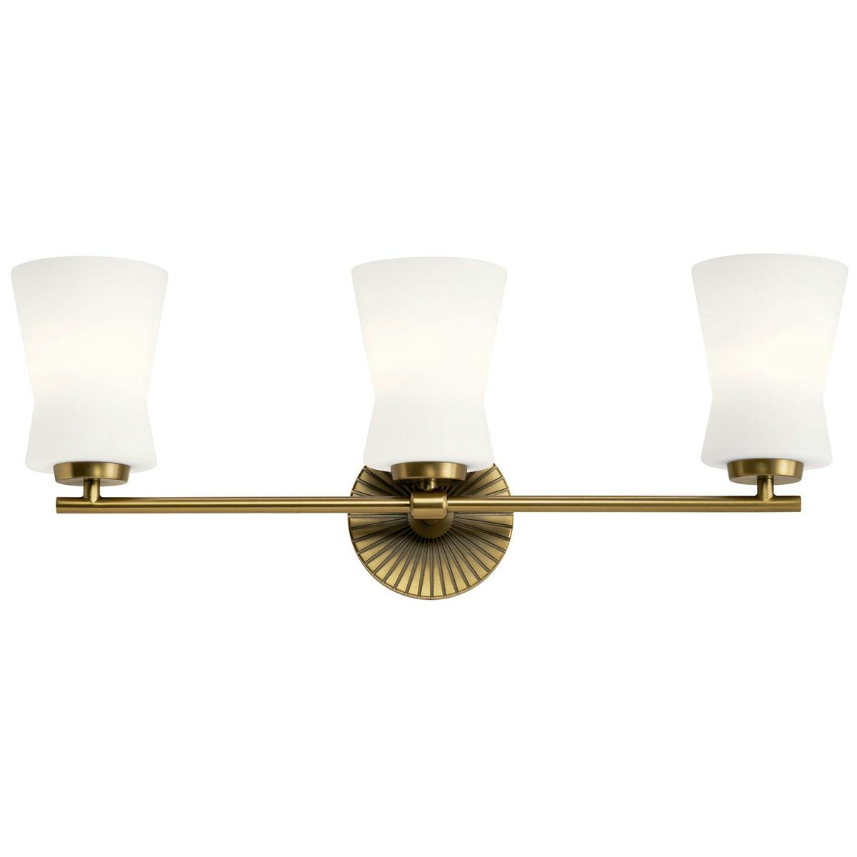 Front view of the Brianne 24.5" Vanity Light Brass on a white background