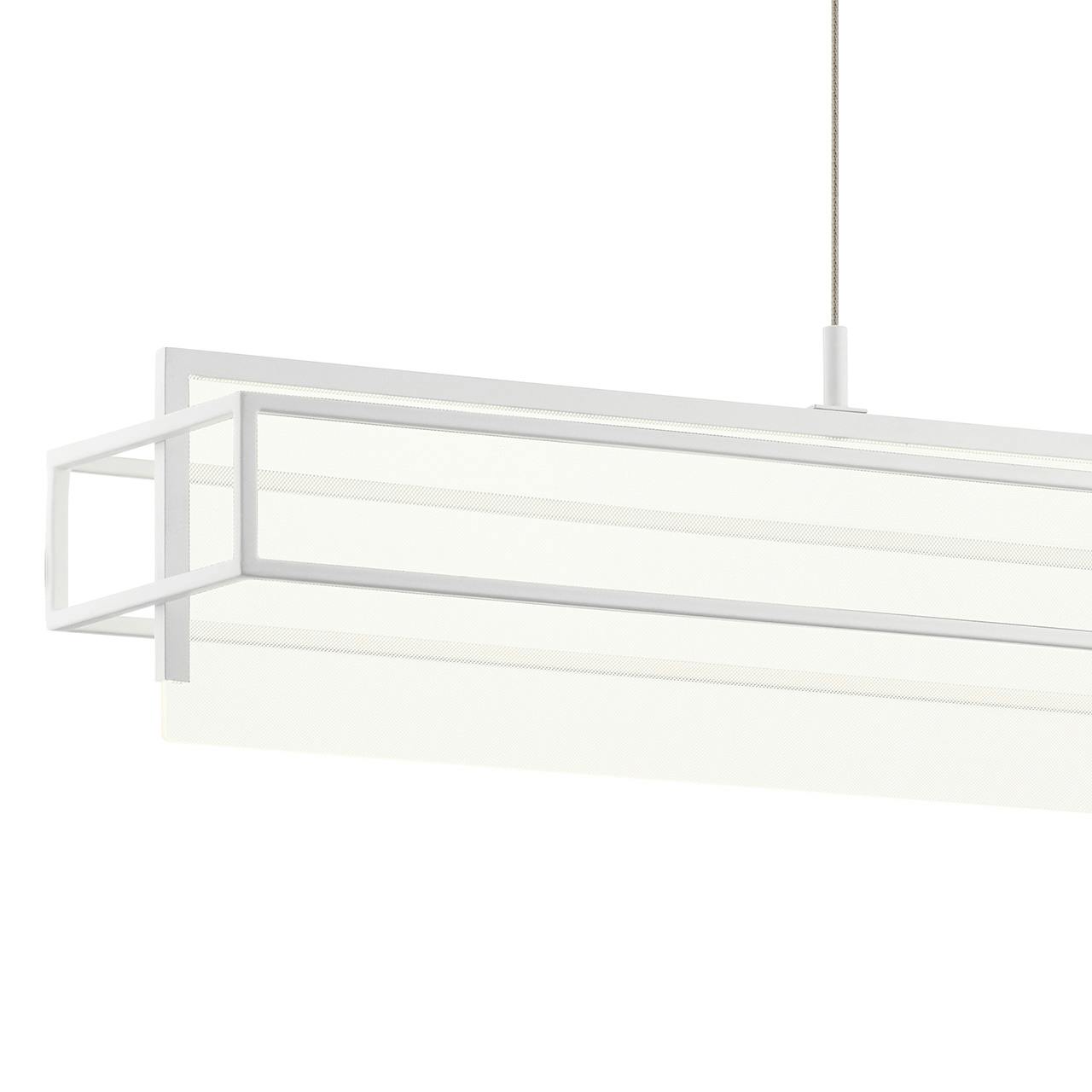 Close up view of the Vega 3000K 38" Linear Chandelier White on a white background