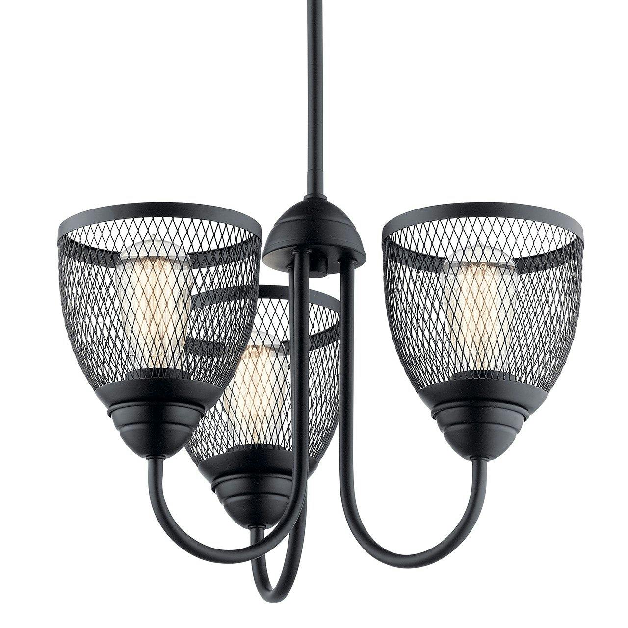Voclain 12" Convertible Chandelier Black without the canopy on a white background
