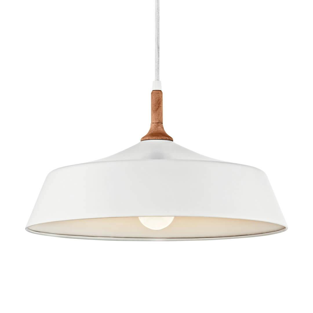 The Danika 1 Light Pendant in White on a white background
