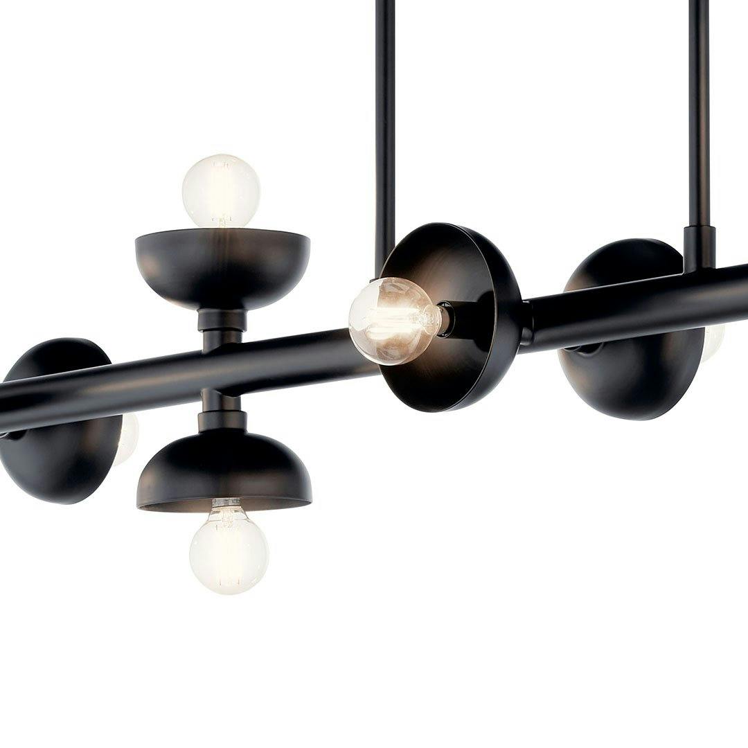 Close up view of the Palta 48 Inch 10 Light Linear Chandelier in Black