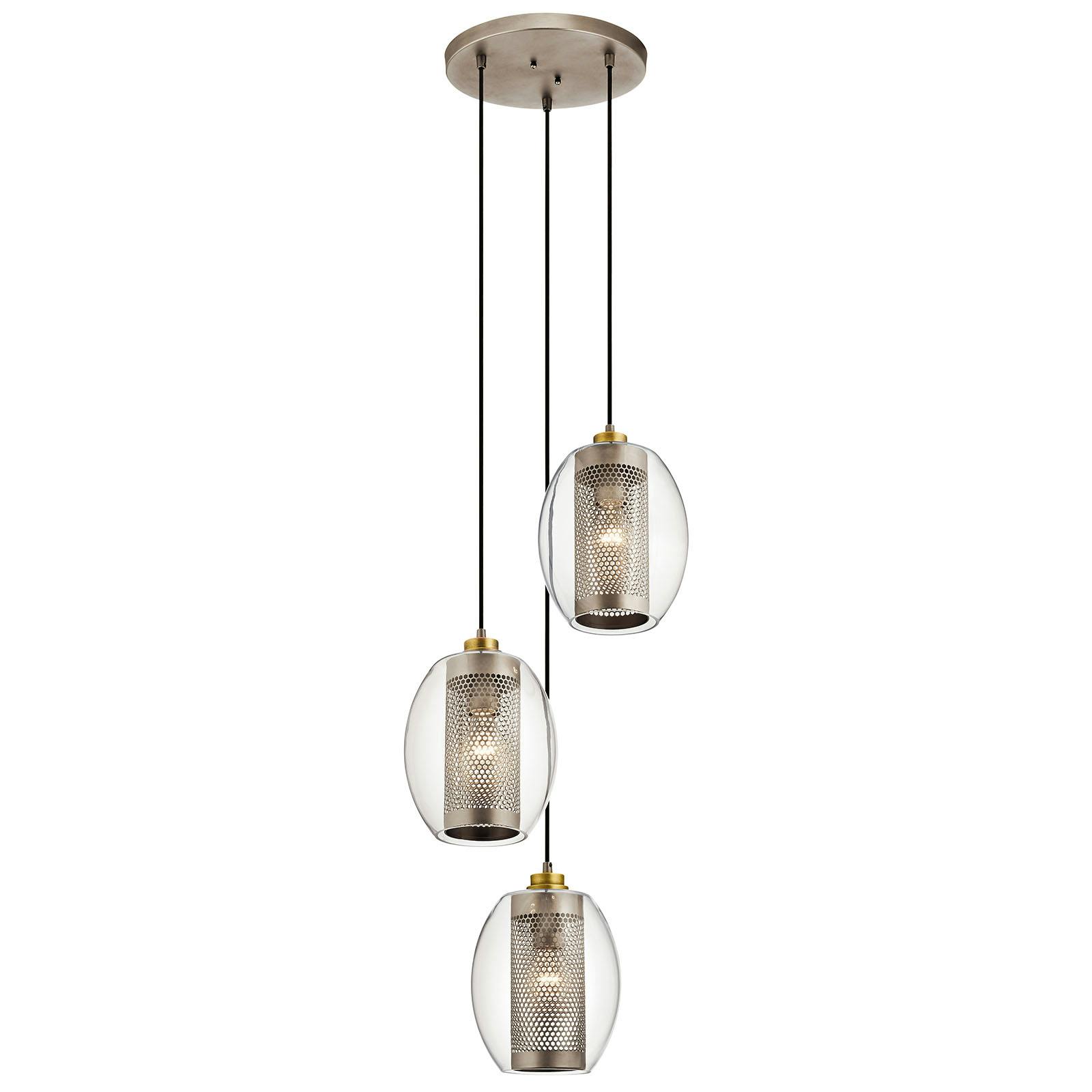 Asher™ 3 Light Pendant Antique Pewter on a white background