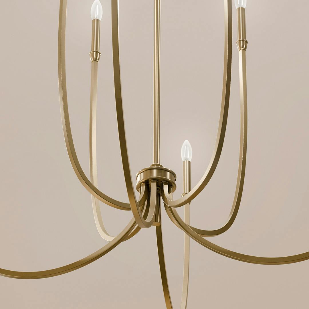 Day time living room featuring the Malene 45.25 Inch 8 Light Foyer Chandelier in Champagne Bronze on a white background