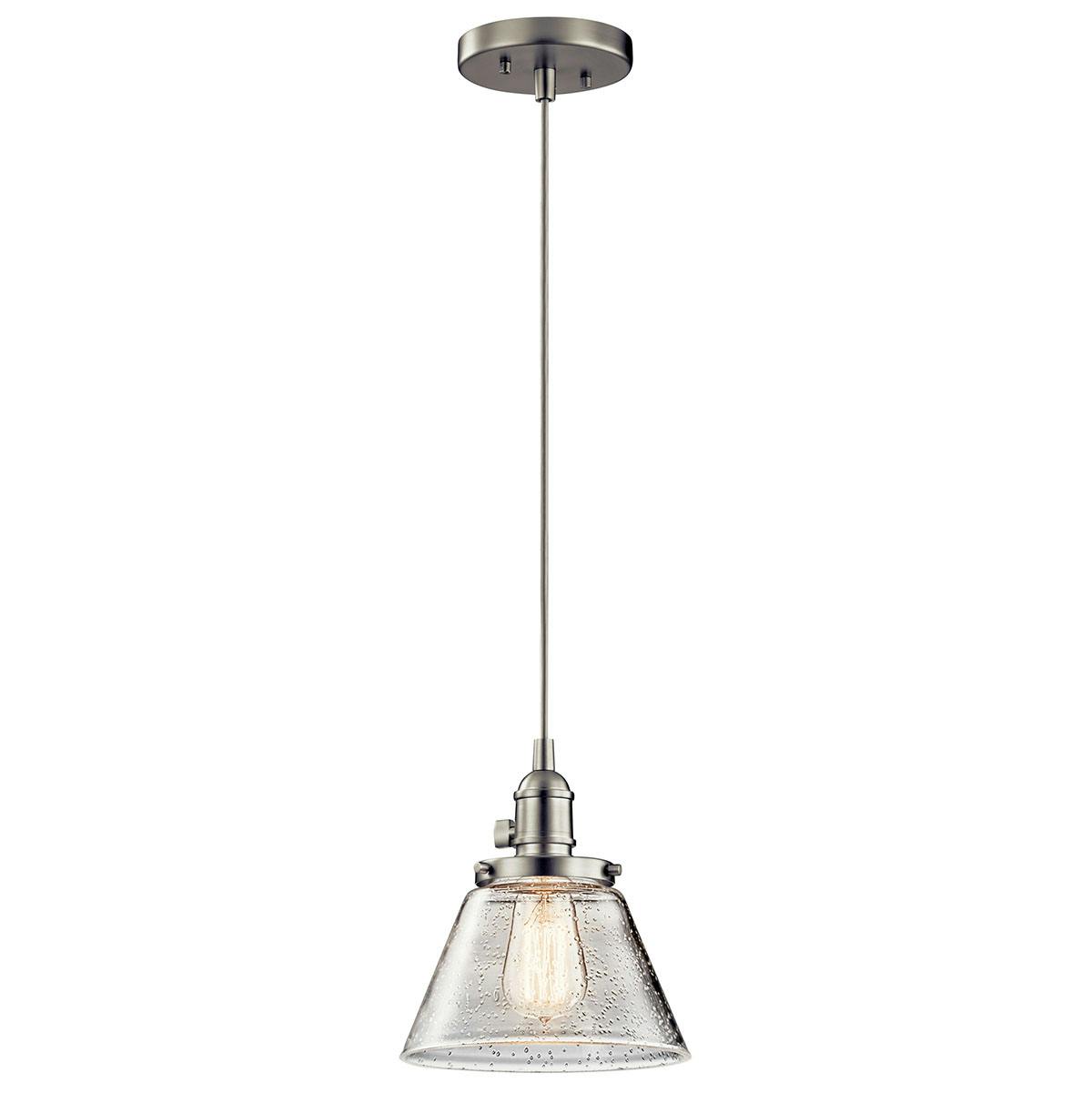 Avery 8.75" Bell Mini Pendant Nickel on a white background