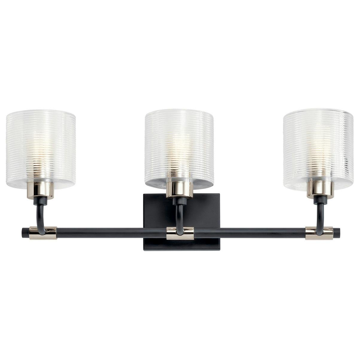 Front view of the Harvan 25" 3 Light Vanity Light Black on a white background