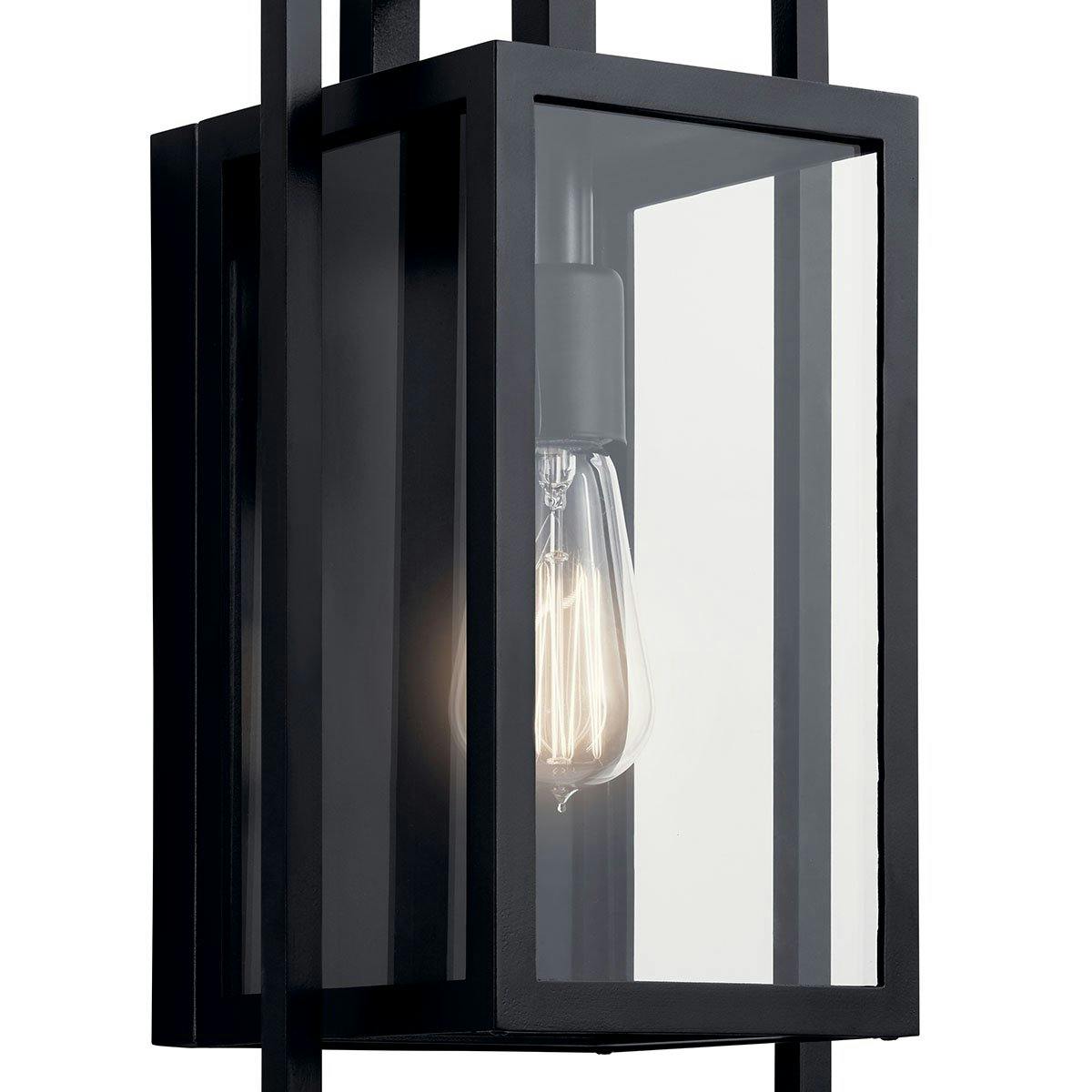 Close up view of the Goson™ 16" 1 Light Wall Light Black on a white background
