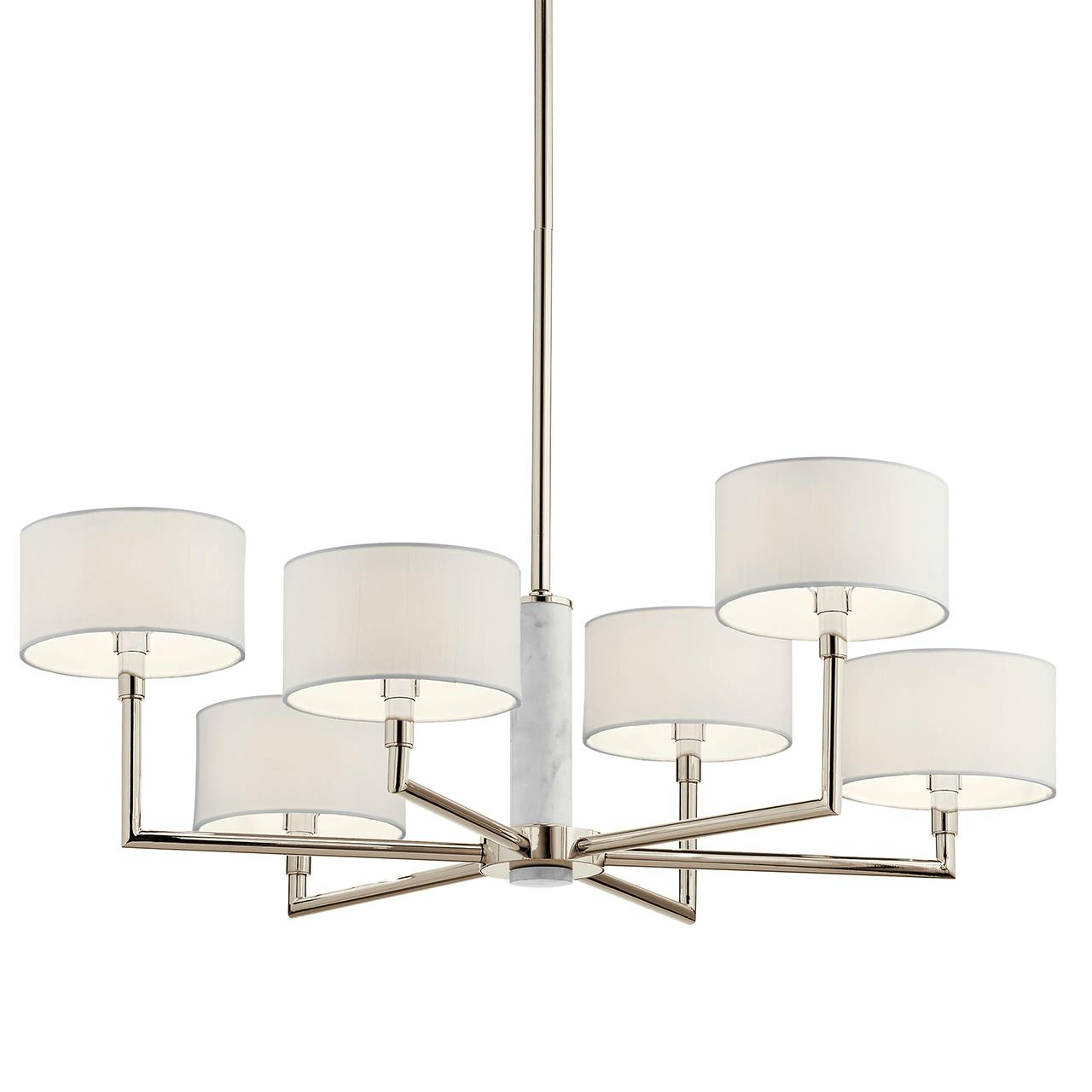 Laurent 16" 6 Light Chandelier Nickel without the canopy on a white background