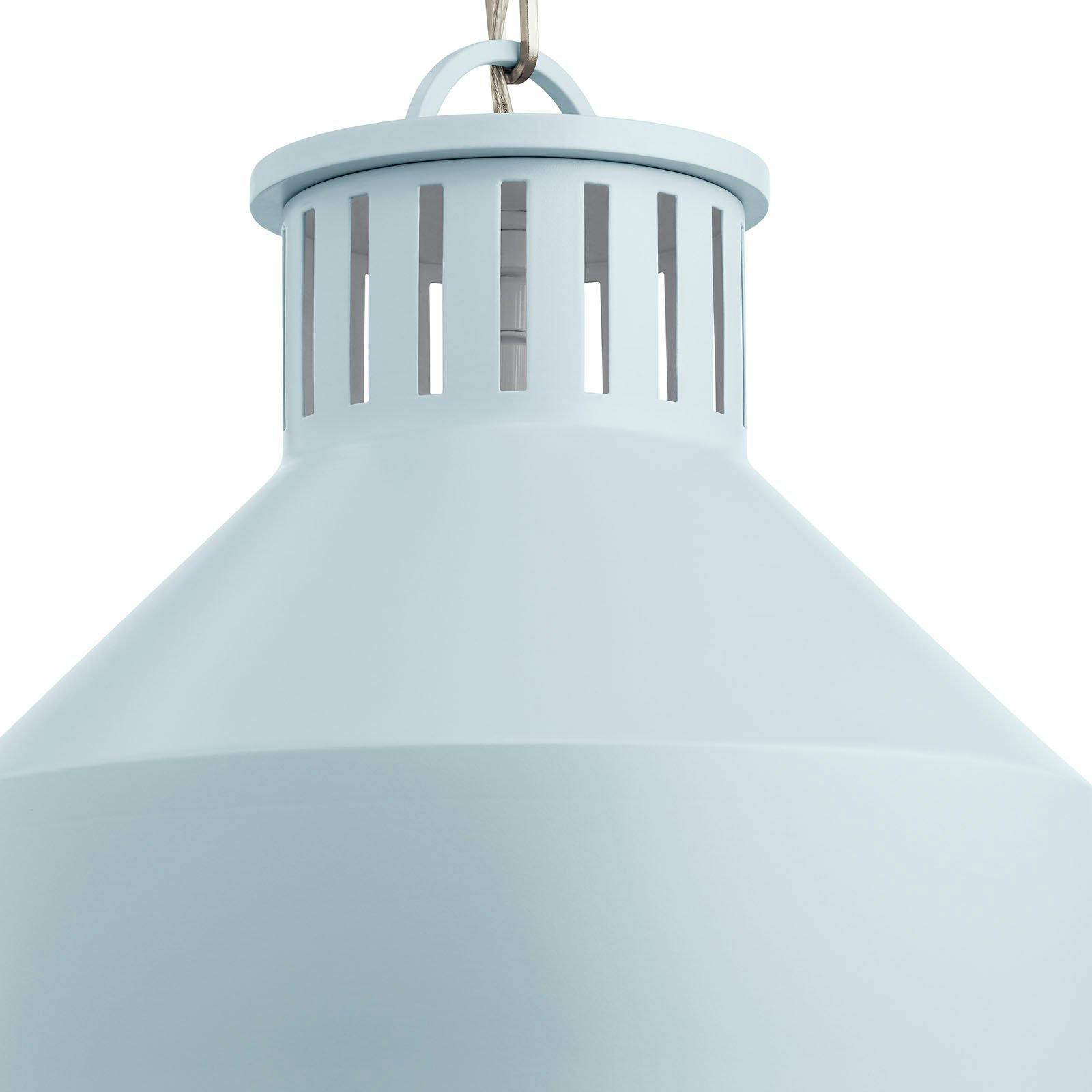 Close up view of the Montauk 3 Light Pendant Light Blue on a white background