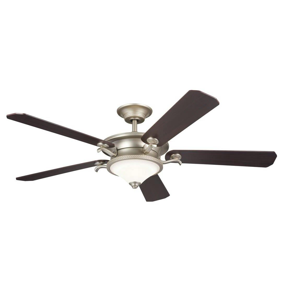60" Rise 5 Blade LED Indoor Ceiling Fan Brushed Nickel on a white background