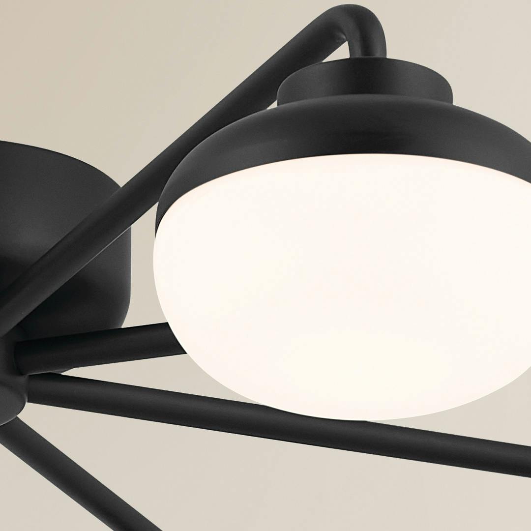 Close up the Remy 41 Inch 8 Light LED Flush Mount with Satin Etched Cased Opal Glass in Black