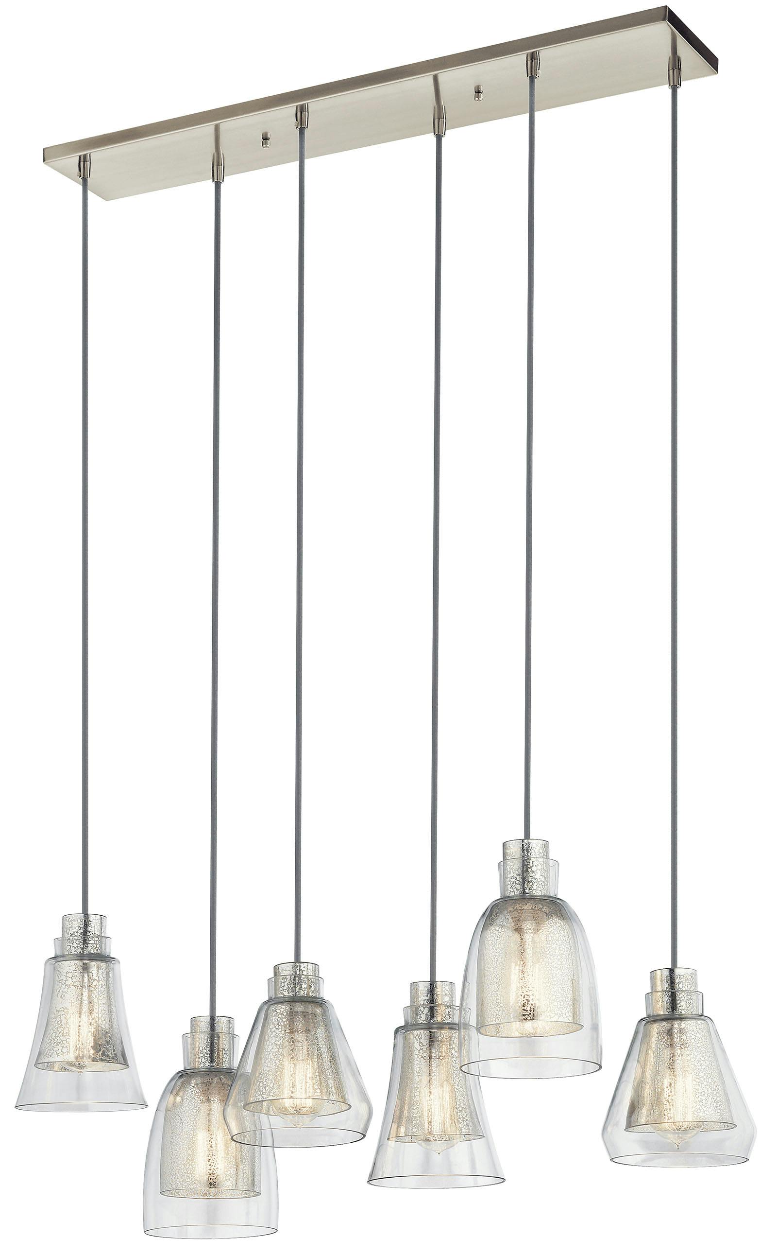 Evie 6 Light Chandelier Brushed Nickel on a white background