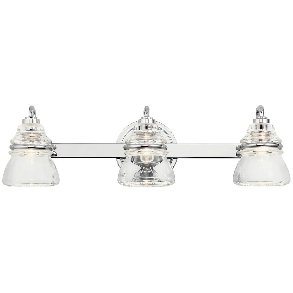 Front view of the Talland 3 Light Vanity Light Chrome on a white background