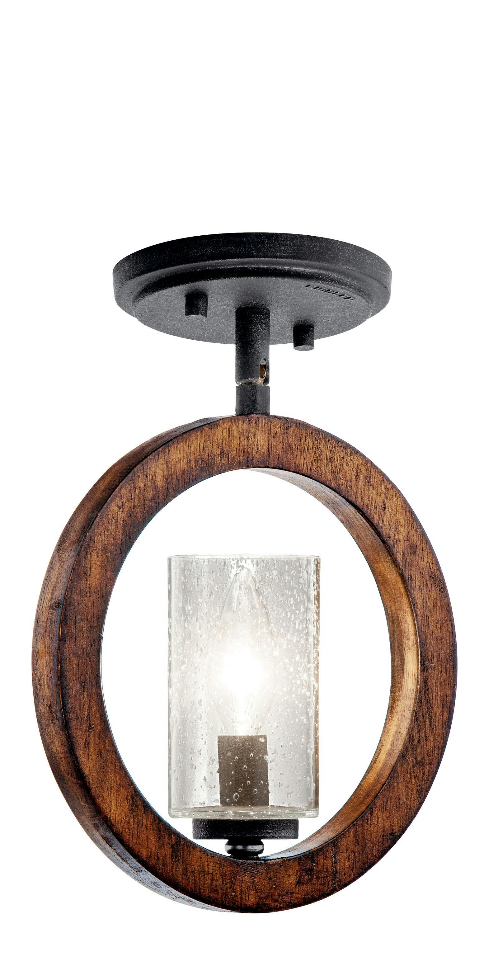 Grand Bank™ 1 Bulb Mini Pendant in Auburn shown as a semi-flush on a white background