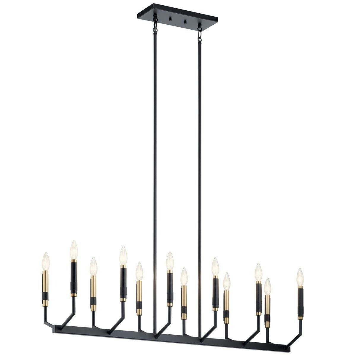 Armand 12 Light Linear Chandelier Black on a white background